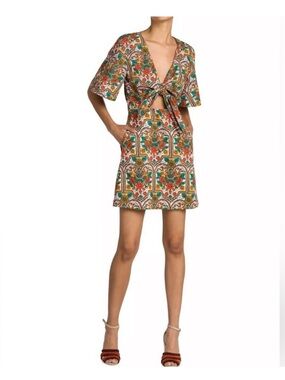 LA DoubleJ Peek-a-Boo Mini Dress in Corte White Size XS NWT